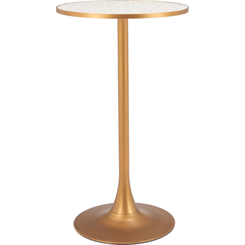 Bite Bar Table in Beige Faux Terrazzo & Gold Steel