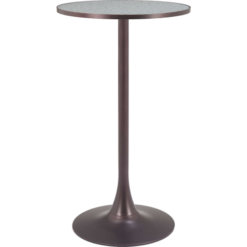 Bite Bar Table in Gray Faux Terrazzo & Bronze Steel