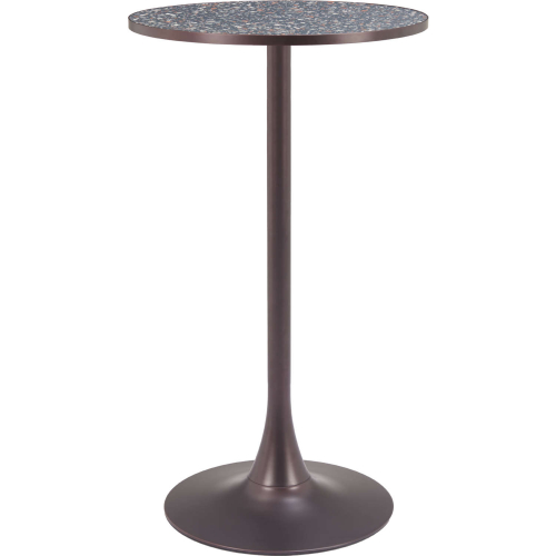 Bite Bar Table in Black Faux Terrazzo & Bronze Steel