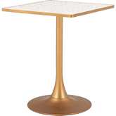 Spot Bistro Table in Beige Faux Terrazzo & Gold Steel