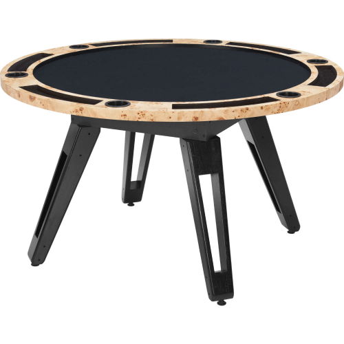 Burl 54" Round 2 in 1 Dining Game Table in Burl Wood Laminate & Black Wood