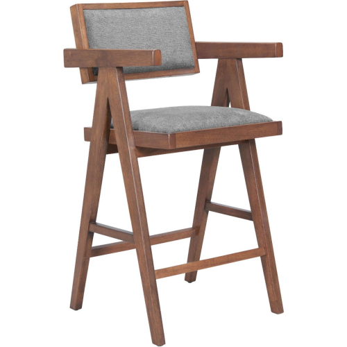 Delhi Counter Stool in Gray Performance Fabric & Walnut (Set of 2)