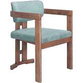 Poly Dining Chair in Moss Gray Performance Fabric & Walnut