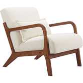 Macio Accent Chair in Cream Shearling Style Fabric & Wood