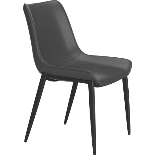 Magnus Dining Chair in Black Leatherette & Black Stainless Steel (Set of 2)