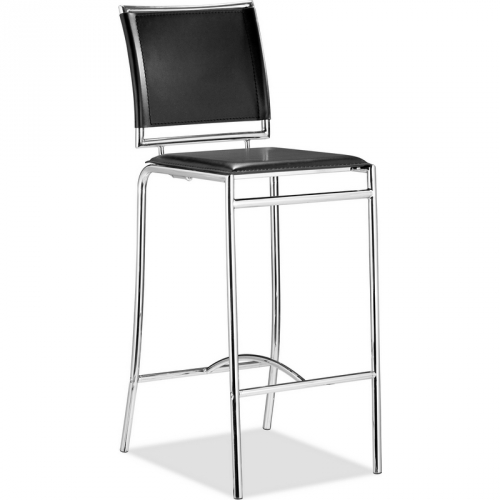 Soar Bar Stool in Black Leatherette & Chrome (Set of 2)