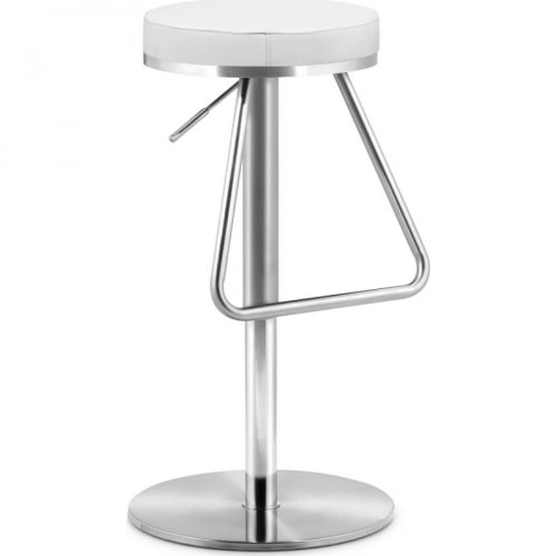 Soda Bar Stool in White Leatherette & Stainless Steel