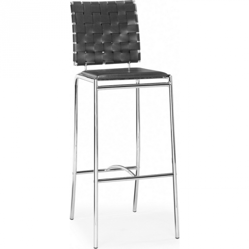 Criss Cross Bar Stool in Black Leatherette & Chrome (Set of 2)