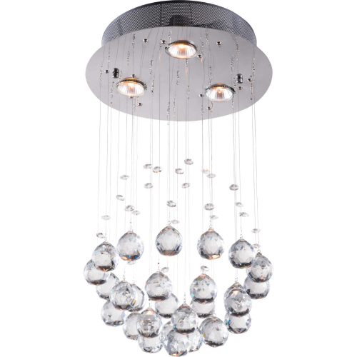 Pollow Ceiling Pendant Light Lamp in Crystal Like Glass & Chrome