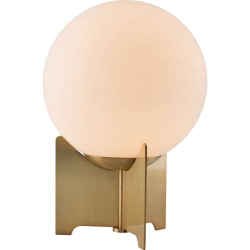 Pearl Table Lamp in Brushed Bronze w/ Single Frosted Glass Orb