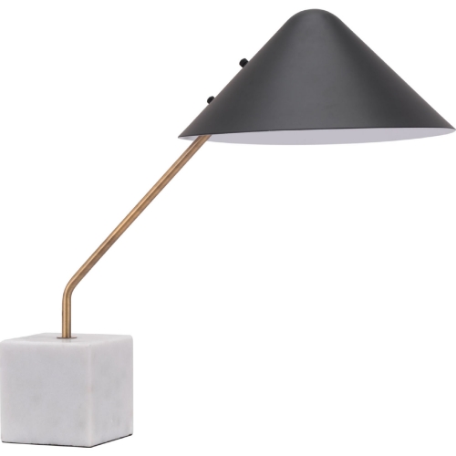 Pike Table Lamp in White Marble, Gold & Black