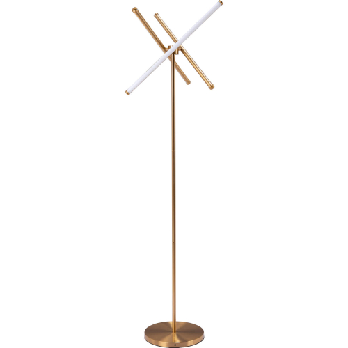 Garza Floor Lamp in Brushed Brass Finish Steel