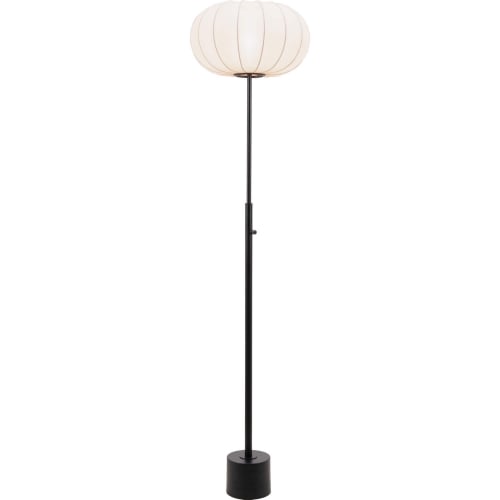 Wisteria Floor Lamp in Black Steel & Beige Fabric