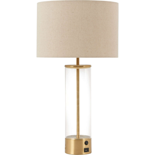 Boreal Table Lamp in Clear PVC, Gold Metal & Beige Fabric