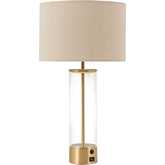 Boreal Table Lamp in Clear PVC, Gold Metal & Beige Fabric