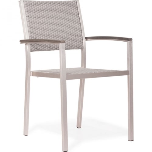 Patio Furniture Metropolitan Collection Armchair in Brushed Aluminum (Set of 2)