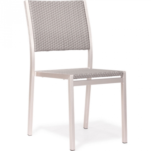 Patio Furniture Metropolitan Collection Dining Chair in Brushed Aluminum (Set of 2)