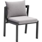 Horizon Outdoor Dining Chair in Gray Fabric & Black Weave (Set of 2)