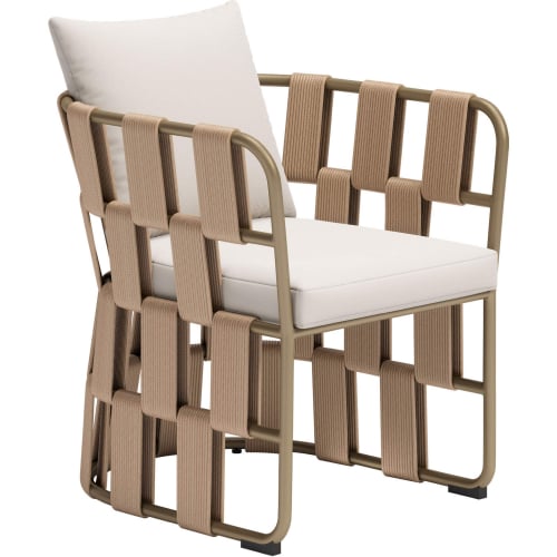 Quadrat Outdoor Dining Chair in Natural & Off White Fabric & Aluminum