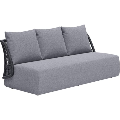 Mekan Outdoor Sofa in Gray Fabric & Black PE Weave