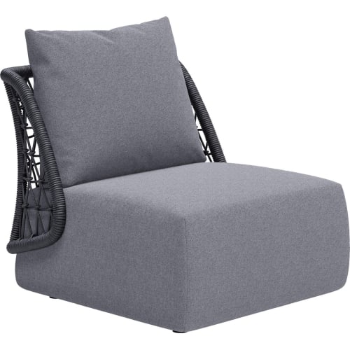 Mekan Outdoor Accent Chair in Gray Fabric & Black PE Weave