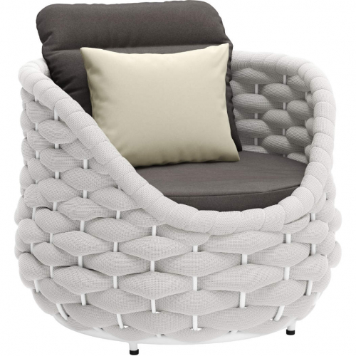 Coral Reef Outdoor Accent Chair in Gray Fabric & Light Grey Fabric Weave