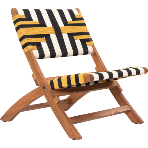 Sunbeam Outdoor Lounge Chair in Multicolor PE Rattan Weave & Wood