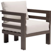 Bal Harbor Outdoor Accent Arm Chair in Brown Aluminum & Off White Fabric