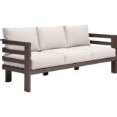 Bal Harbor Outdoor Sofa in Brown Aluminum & Off White Fabric