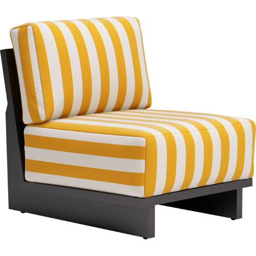 Shoreline Outdoor Accent Chair in Yellow & White Stripe Fabric & Black