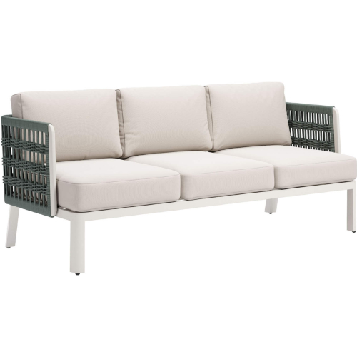 Bridgehampton Outdoor Sofa in Off White Fabric & Green Fabric Weave