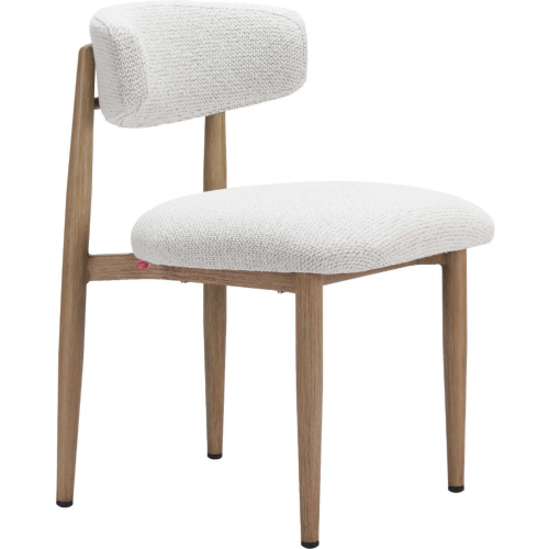 Bege Outdoor Dining Chair in White Outdoor Fabric & Brown Wood