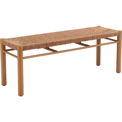 Iska Outdoor Bench in Natural Faux Wood Aluminum & Poly Weave