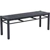 Iska Outdoor Bench in Black Faux Wood Aluminum & Poly Weave