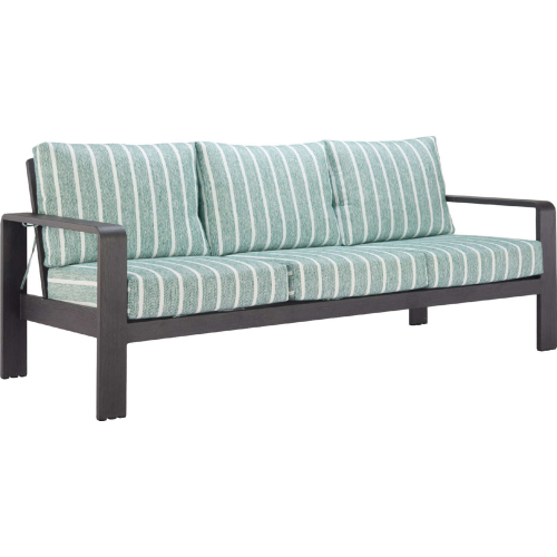 Rolig Outdoor Sofa in Green Stripe Fabric & Black Aluminum