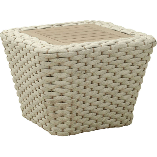 Antul Outdoor Coffee Table in White Nylon & Natural Wood