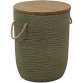 Biban Outdoor Side Table in Brushed Acacia Wood & Faux Concrete