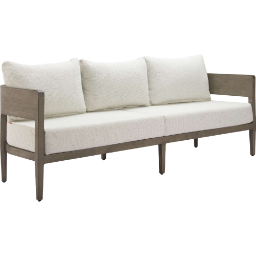 Foret Outdoor Sofa in Beige Fabric & Faux Wood Aluminum