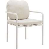 Aite Outdoor Dining Chair in Beige Outdoor Fabric & White Aluminum