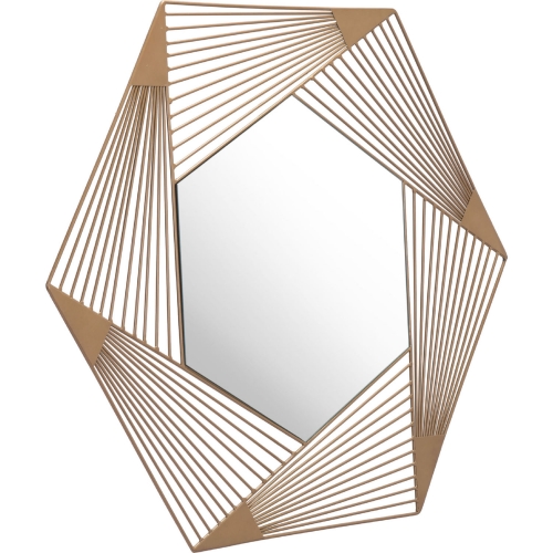 Aspect Hexagonal Mirror in Gold Steel