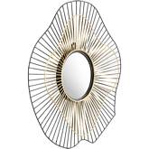 Comet Round Mirror in Black & Gold Steel