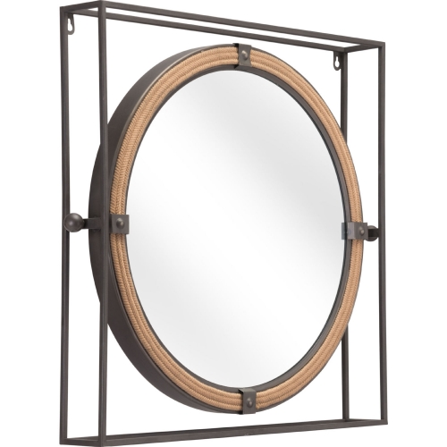 Capell Mirror in Gray Steel & Poly Rope