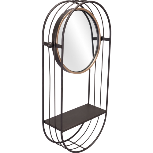 Saroni Mirror & Shelf in Gray Steel