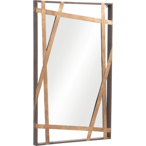 Tolix Mirror in Antique Gold & Black Steel