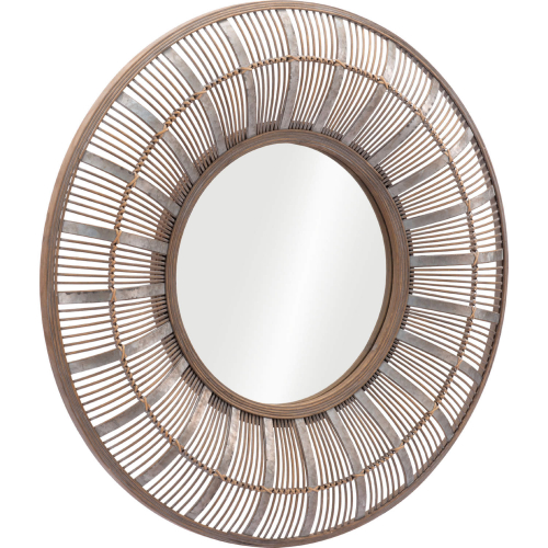 Toto Round Mirror in Antique Brown PE Rattan