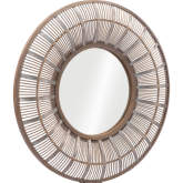 Toto Round Mirror in Antique Brown PE Rattan